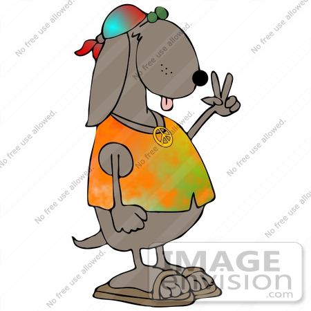 450x450 Clip Art Graphic Of A Hippie Dog In A Tie Dye Shirt And Sandals