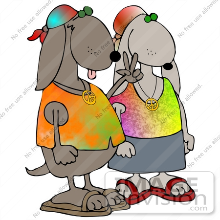450x450 Clip Art Graphic Of A Hippie Dog Couple Wearing Tie Dye Shirts