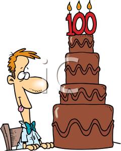240x300 Man With A Tiered Chocolate One Hundredth Birthday Cake