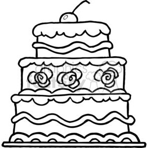 300x300 Royalty Free Elegant Three Tiered Wedding Cake 379398 Vector Clip