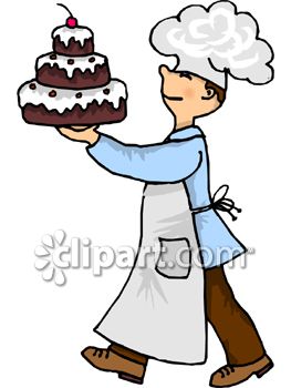 263x350 A Chef Carrying A Three Tiered Chocolate Cake