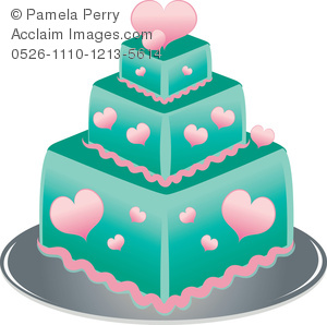 300x298 Art Illustration Of A Square 3 Tier Cake Decorated With Hearts