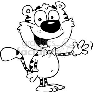 300x300 Royalty Free Cartoon Tiger Waving Hello 378263 Vector Clip Art