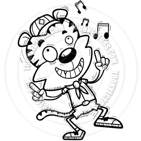 460x460 Cartoon Male Tiger Scout Dancing (Black Amp White Line Art) By Cory