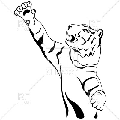400x400 Tiger With His Paw Held High Up Royalty Free Vector Clip Art Image