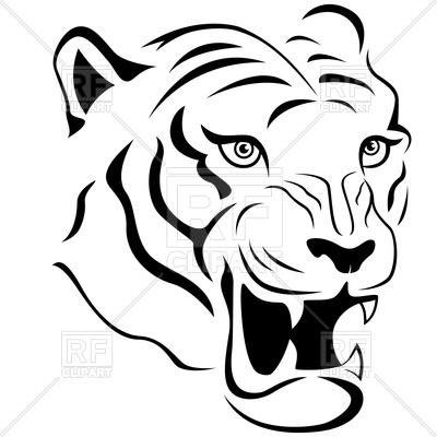 400x400 Aggressive Tiger Head Royalty Free Vector Clip Art Image