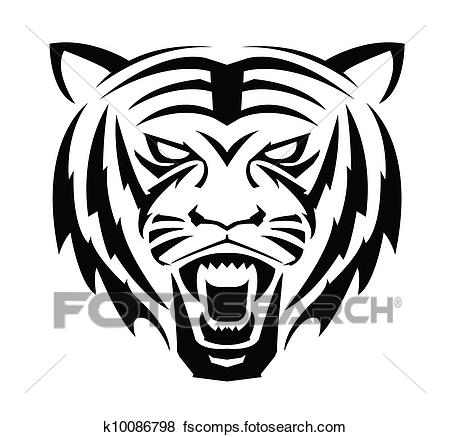 450x437 Clip Art Of Tiger Face Symbol K10086798