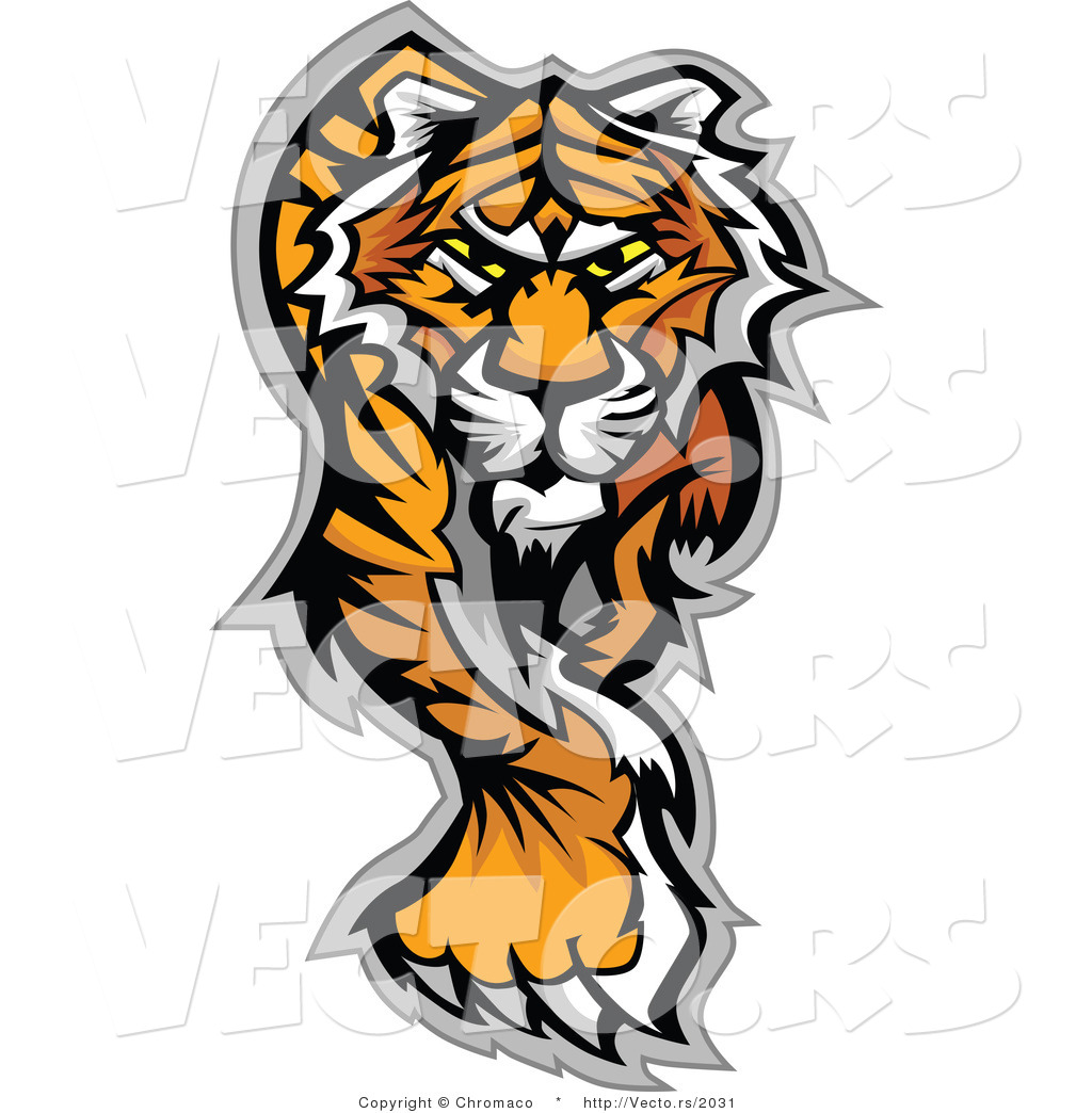 1024x1044 Vector Of An Alpha Cartoon Tiger Walking Dominantly Forward While