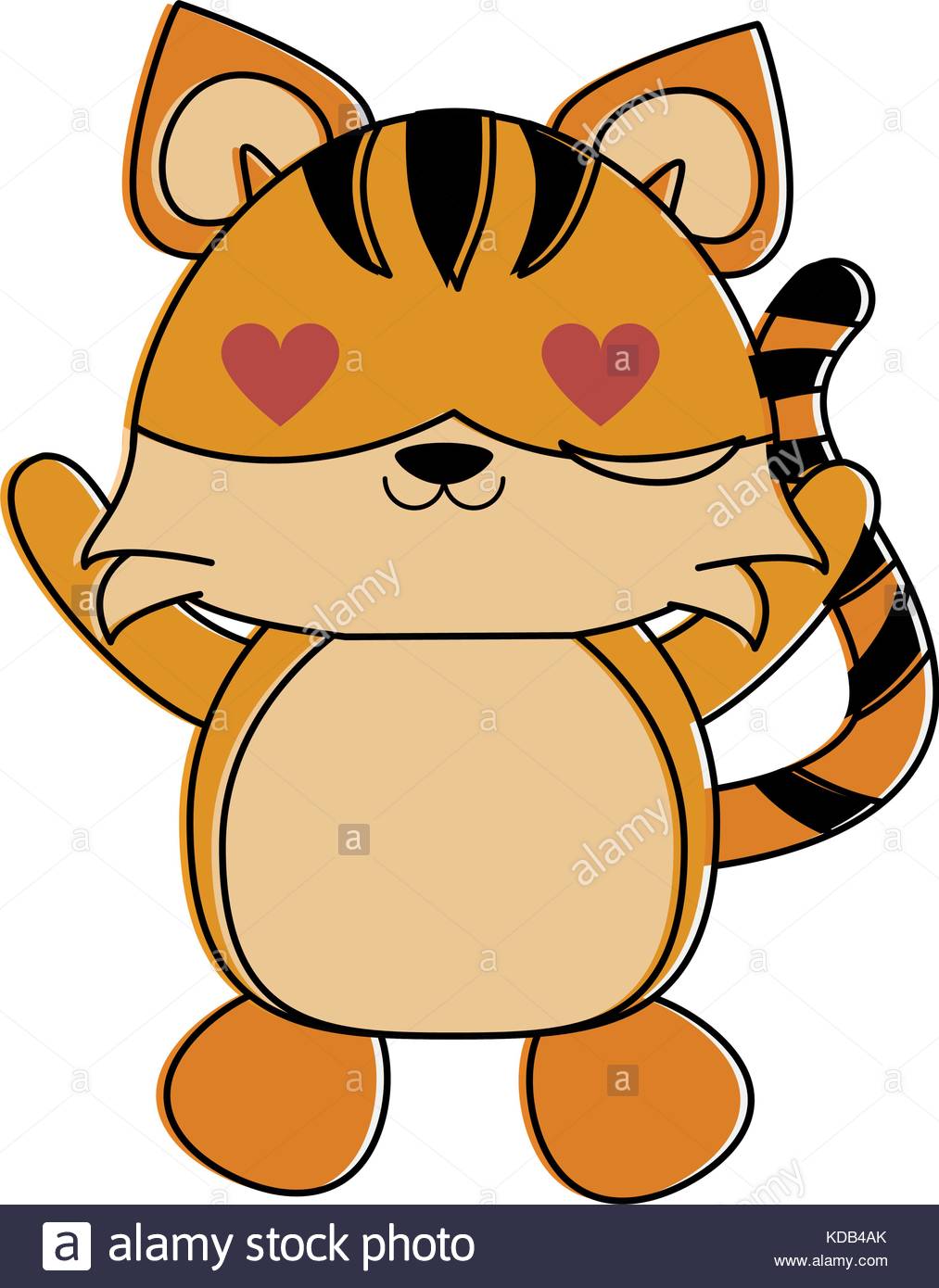 1013x1390 Tiger With Heart Eyes Cute Animal Cartoon Icon Image Stock Vector