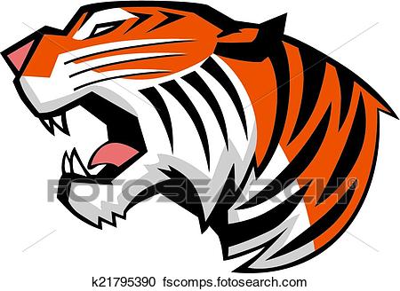 450x328 Clipart Of Tiger Head Roaring Side View Vector K21795390