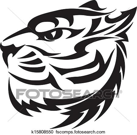 450x445 Clipart Of Tiger Head Design, Vintage Engraving. K15808550