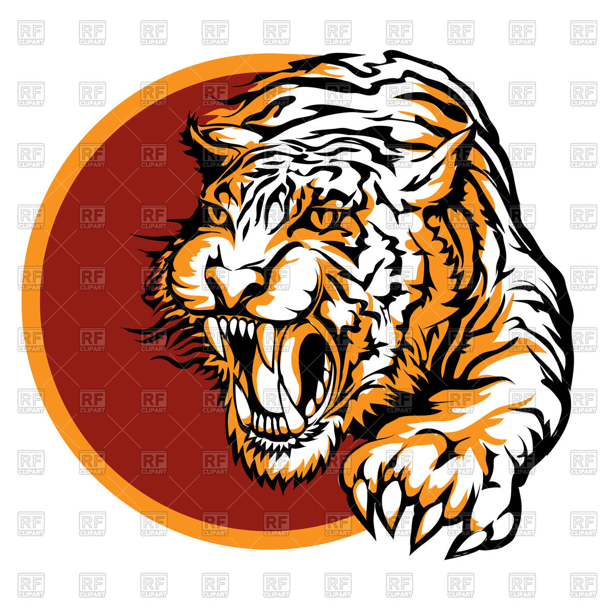 1200x1200 Roaring Tiger Logo Royalty Free Vector Clip Art Image