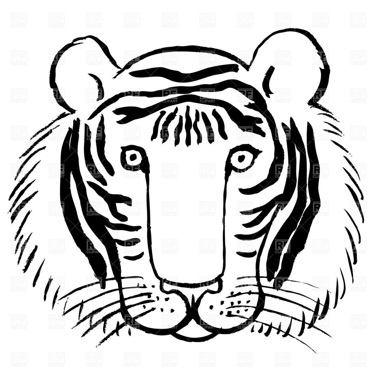 1200x1200 Tiger Face Royalty Free Vector Clip Art Image