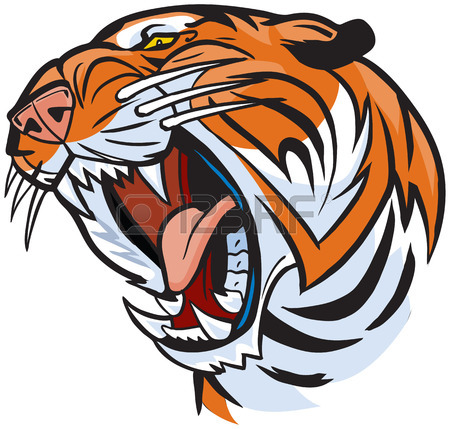 450x429 Vector Cartoon Clip Art Illustration Of A Roaring Tiger Head