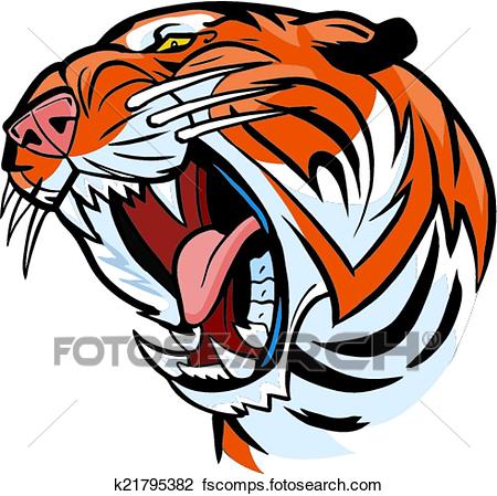 450x449 Clipart Of Tiger Head Roaring Vector Cartoon K21795382