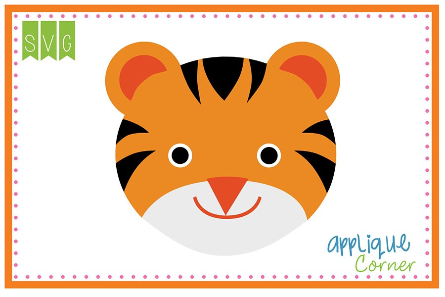900x600 Applique Corner Cute Tiger Head Cuttable Svg Clipart