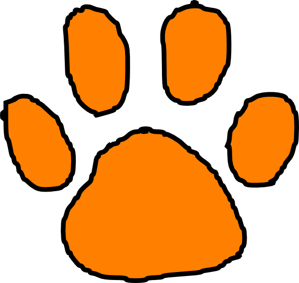 600x567 Orange Tiger Paw With Black Outline Clip Art