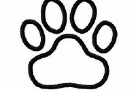 450x300 Black Tiger Paw Print With Orange Outline Clip Art