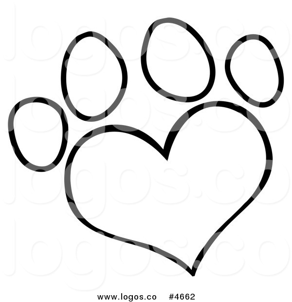 600x620 Paw Print Clip Art Black And White