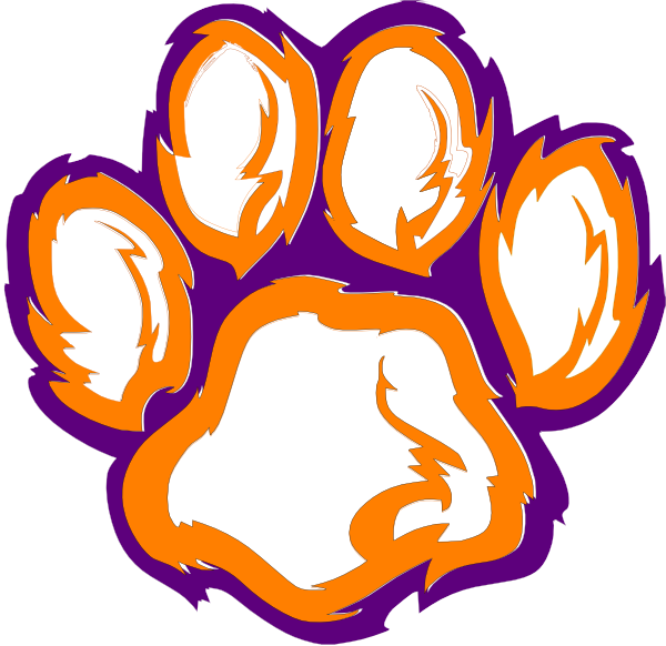600x582 Purple Outline Tiger Paw Clipart