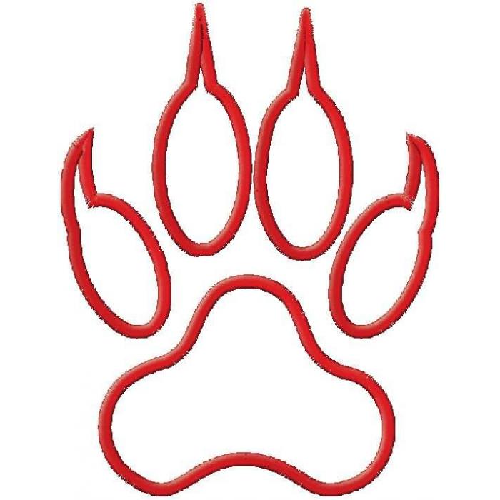 700x700 Red Outline Tiger Paw Clipart