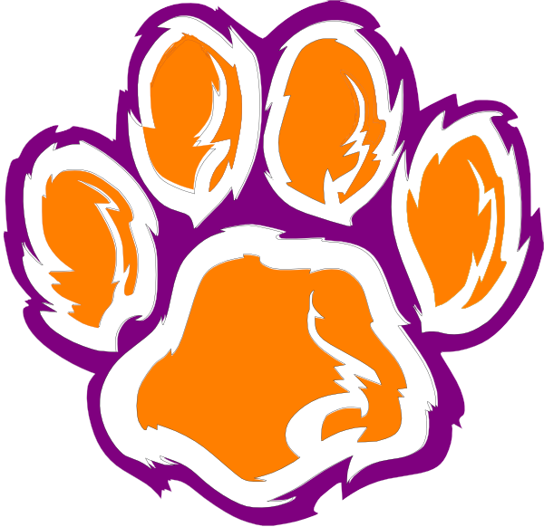 600x582 Tiger Paw White Orange Purple Clip Art