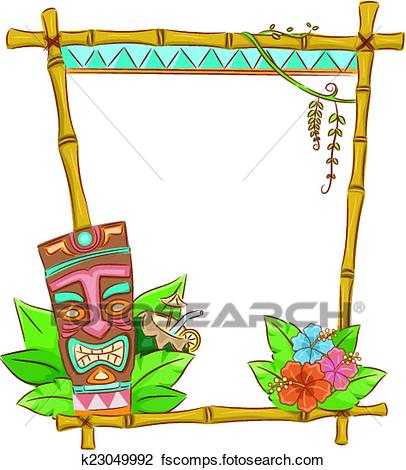 406x470 Clipart Of Tiki Frame K23049992
