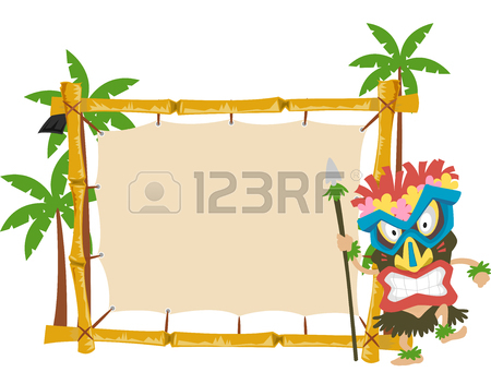 450x352 Frame Illustration Of A Coconut Drink With A Tiki Glass Beside