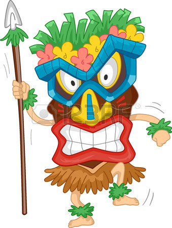 339x450 Illustration Of A Native Man Wearing A Tiki Mask Stock Photo
