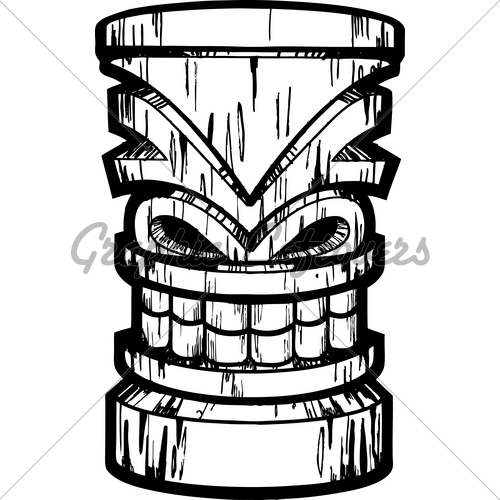 500x500 Tiki Clipart Black And White