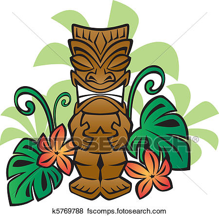 450x444 Clip Art Of Exotic Tiki God K5769788