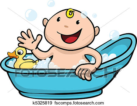450x348 Clip Art Of Happy Cute Baby Bath Time K5325819