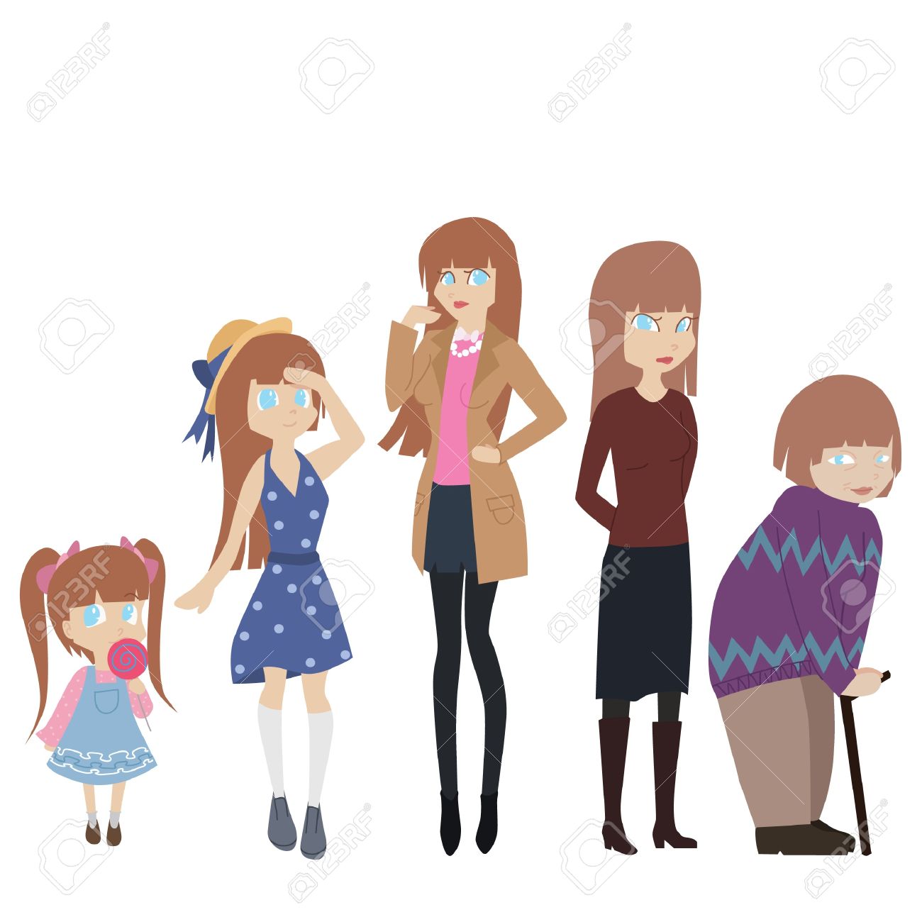 1300x1300 Ages, Timeline Of Aging Woman Royalty Free Cliparts, Vectors,