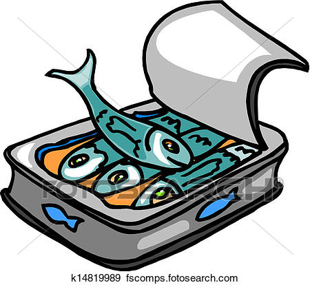 450x414 Clip Art Of Opened Tin Can With Fish K14819989