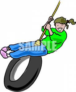 246x300 Girl Swinging On A Tire Swing Clip Art Image