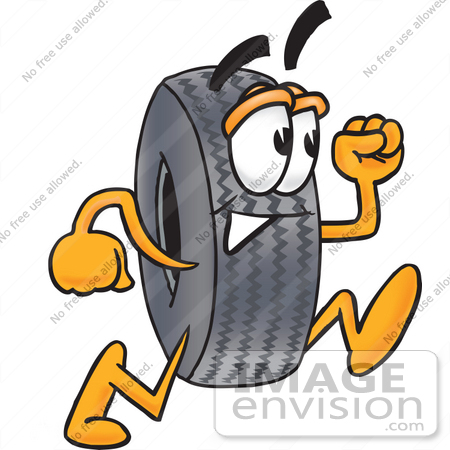 450x450 Clip Art Graphic Of A Tire Character Running