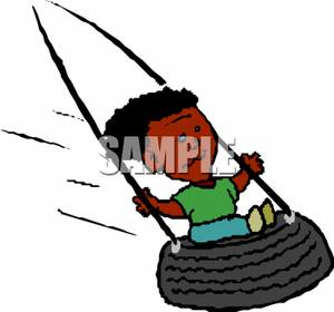 300x280 Toddler Boy Swinging On A Tire Swing Clipart Image