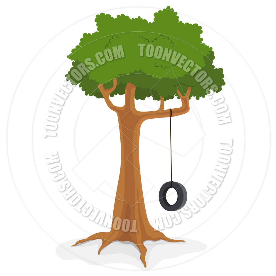 940x940 Tree With Tire Swing By Benchart Toon Vectors Eps