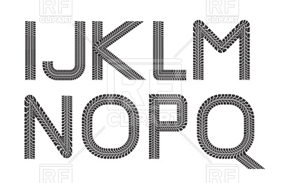 400x260 Tire Track Letters Royalty Free Vector Clip Art Image