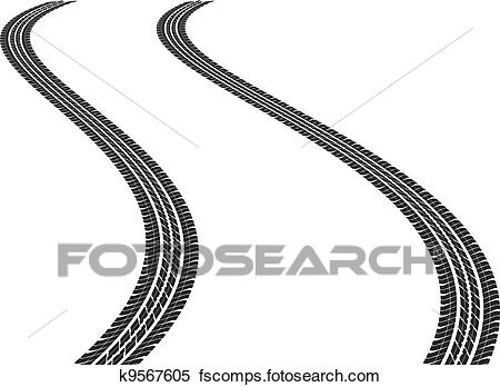 450x348 Clipart Of Tire Tracks K9567605