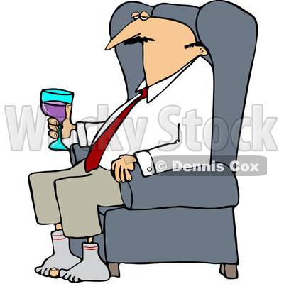400x400 Tired Businessman Relaxing With Wine After A Long Day