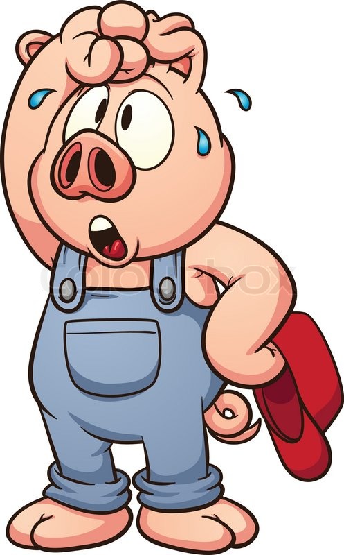 497x800 Tired Cartoon Pig. Vector Clip Art Illustration With Simple