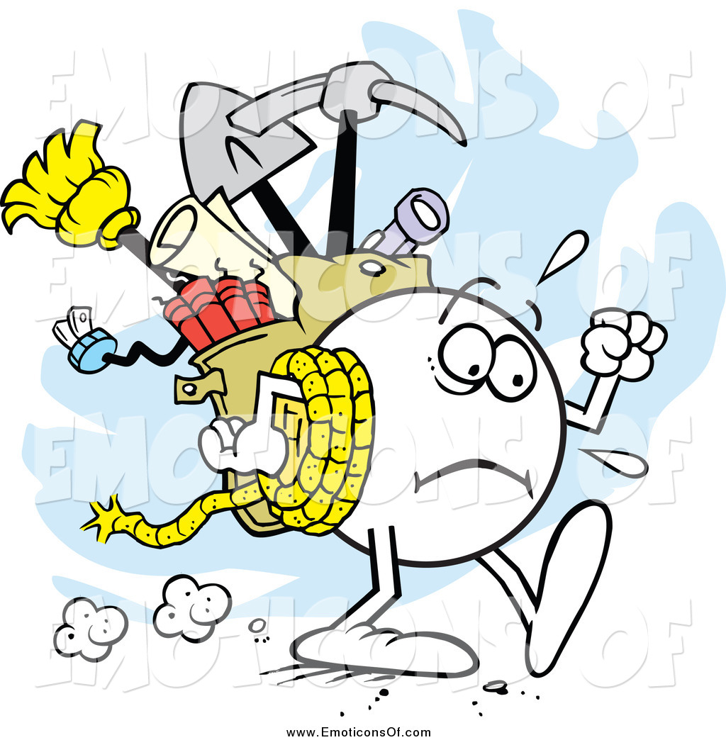 1024x1044 Clip Art Vector Cartoon Of A Tired Trekking Moodie Emoticon By