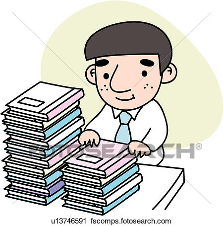 450x455 Clipart Of Heaped, Stress, Document, Job, Tired, Businessman