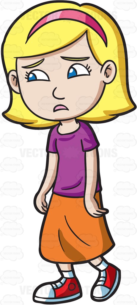 461x1024 A Teenage Girl Looking Tired And Lost Cartoon Clipart