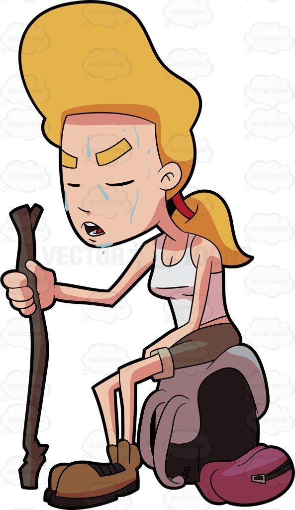 593x1024 A Very Tired Woman Takes A Break From Hiking