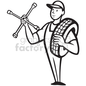 300x300 Royalty Free Black And White Mechanical Carry Tire Shoulder Wrench