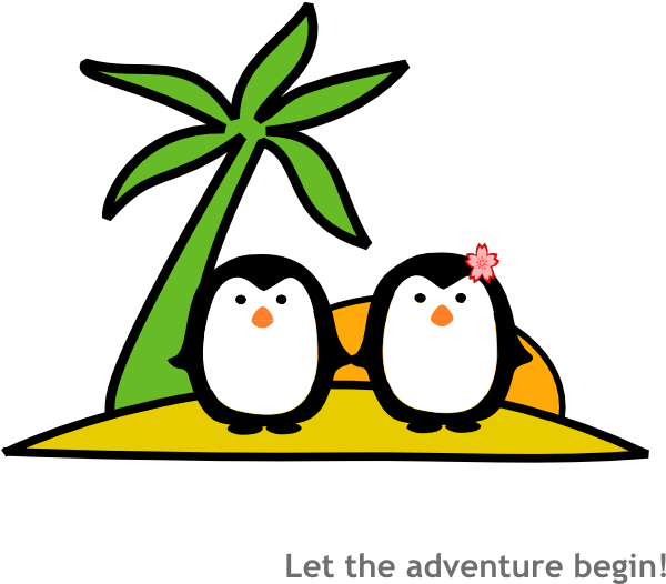 600x526 Two Penguins At Beach Clip Art