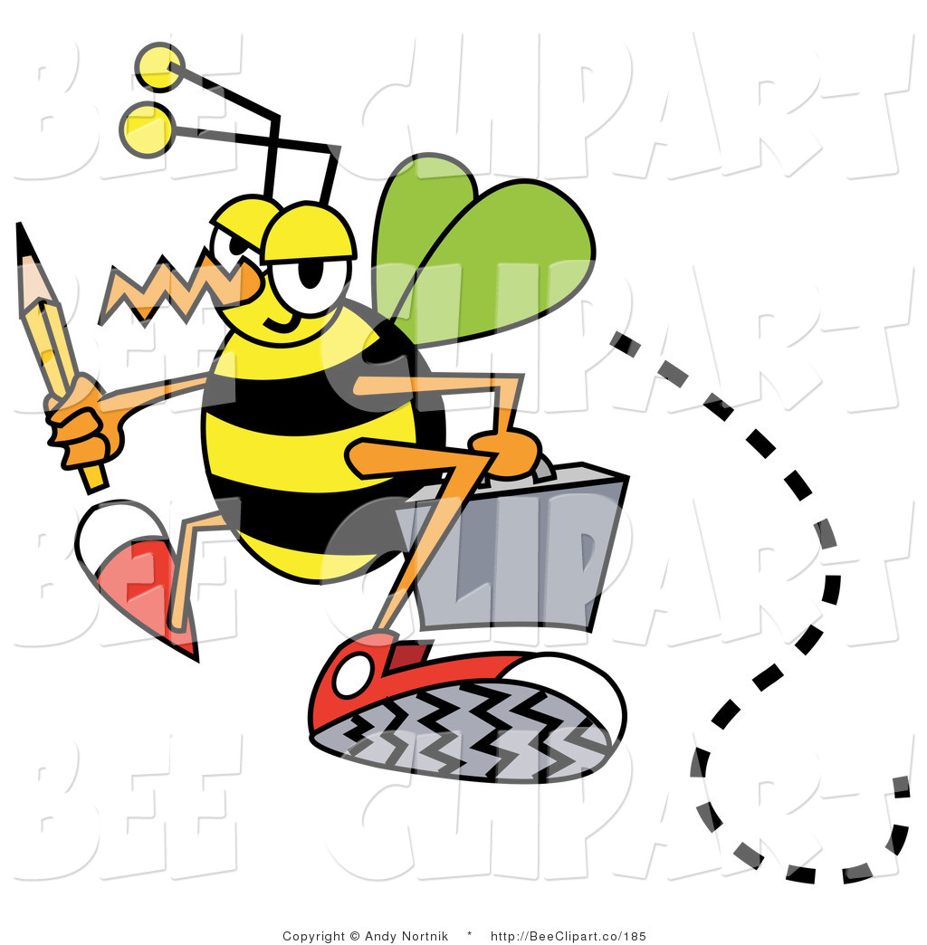 1024x1044 Vector Clip Art Of A Busy Bee Carrying A Yellow Pencil And Gray
