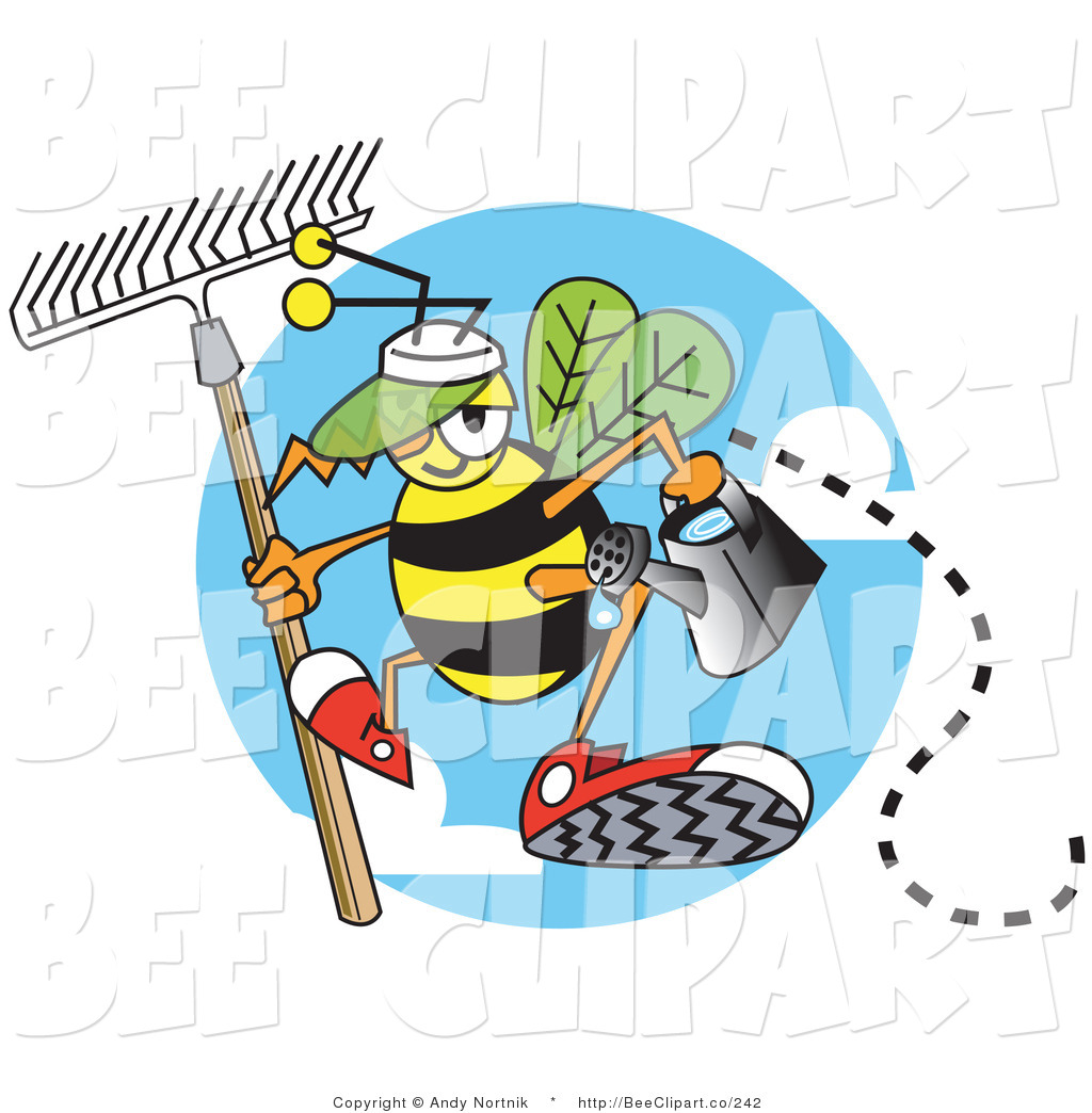 1024x1044 Vector Clip Art Of A Yellow Worker Bee Carrying A Rake